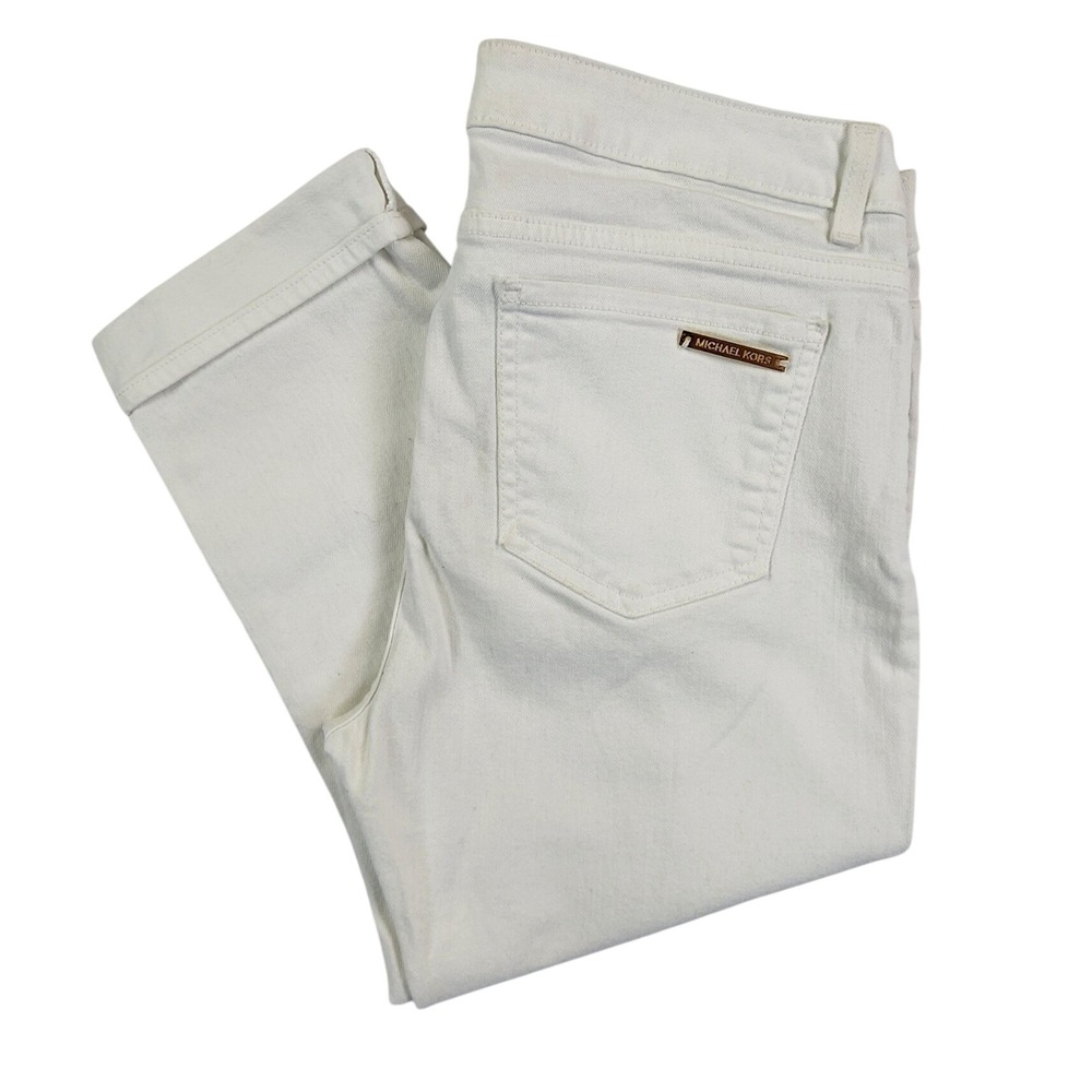 Michael Kors White Capri Crop Jeans Womens 10 Preppy Minimalist Coastal Summer